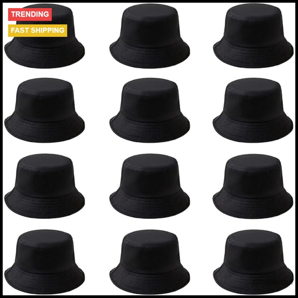Cotton Bucket Hat Unisex Plain Fishing Cap Summer Outdoor Foldable